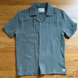 Laguna B Men's Short-Sleeve Textured Button-Down in Olive